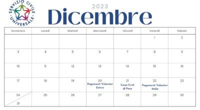 Comunicazione agli enti e agli operatori volontari del servizio civile universale – Calendario dei prossimi pagamenti – mese di novembre
