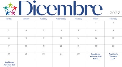 Comunicazione agli enti e agli operatori volontari del servizio civile universale – Calendario dei prossimi pagamenti – mese di dicembre